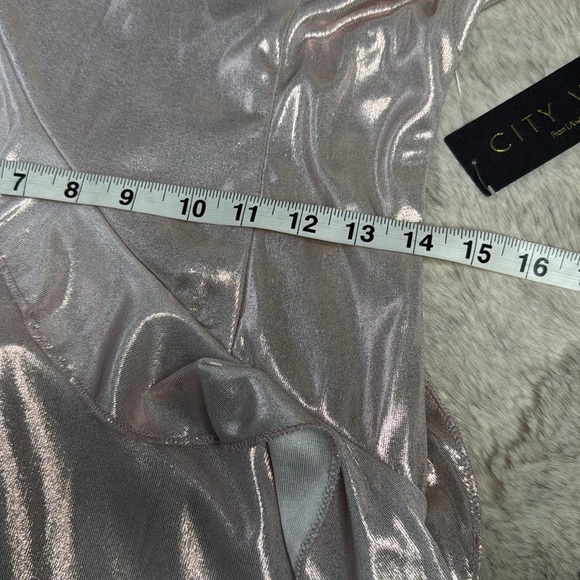 City Vibe | Asymmetrical Metallic Pale Pink Dress, Size 11 NWT - Picture 4 of 9